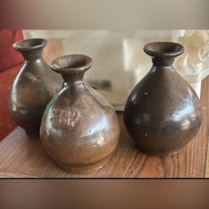 Vintage Studio Pottery Bud Vase Set (3)